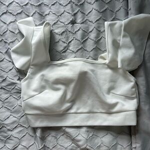 square neck white top